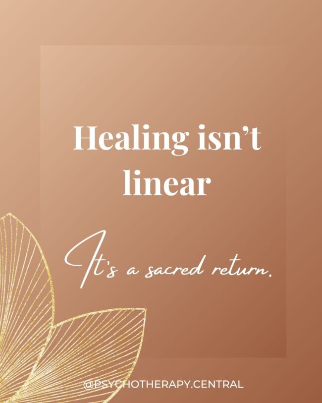 An inspirational reminder that healing is not a straight line but a sacred, spiralling journey of becoming.