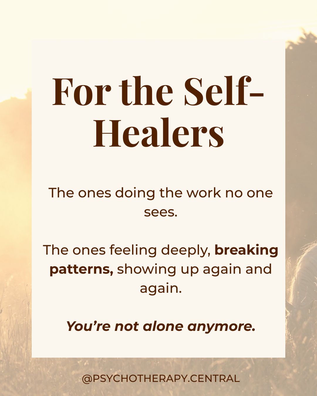 Inspirational message honoring self-healers who choose to break cycles and do the inner work of emotional and generational healing.