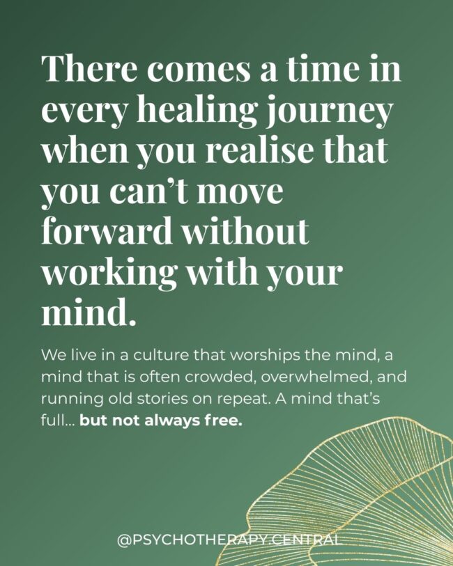 A reflective image representing the healing journey of befriending and creating space within your mind.