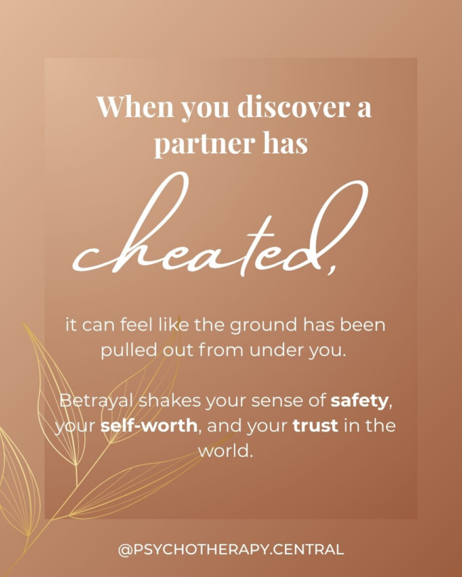 A visual about healing after betrayal and cheating in relationships, with guidance on reclaiming self-worth and emotional safety.