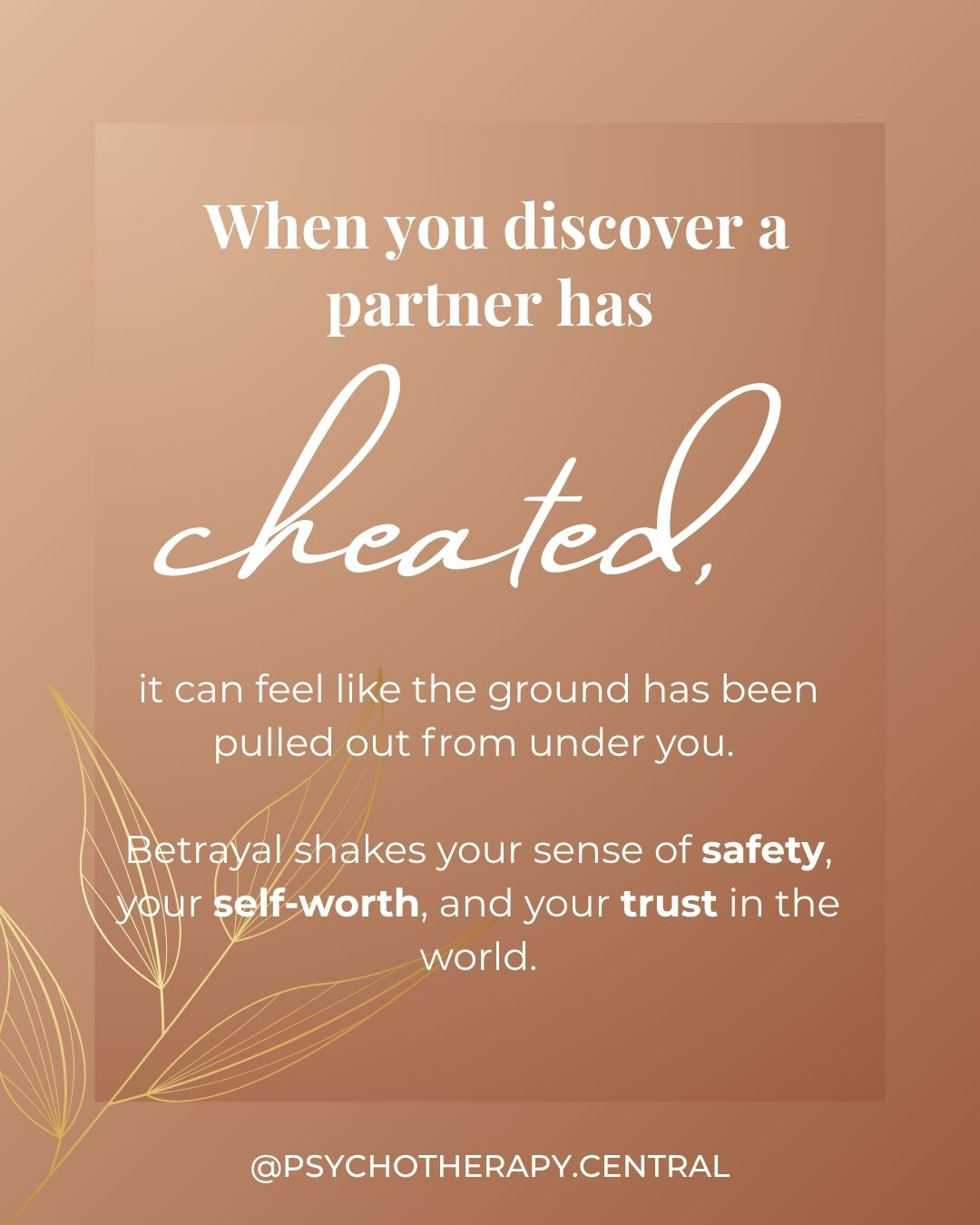 A visual about healing after betrayal and cheating in relationships, with guidance on reclaiming self-worth and emotional safety.