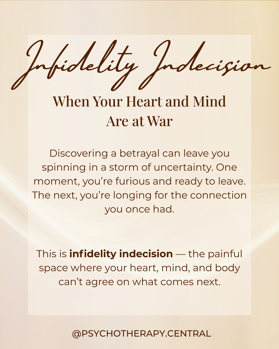 Infidelity Indecision: When Your Heart and Mind Are at War