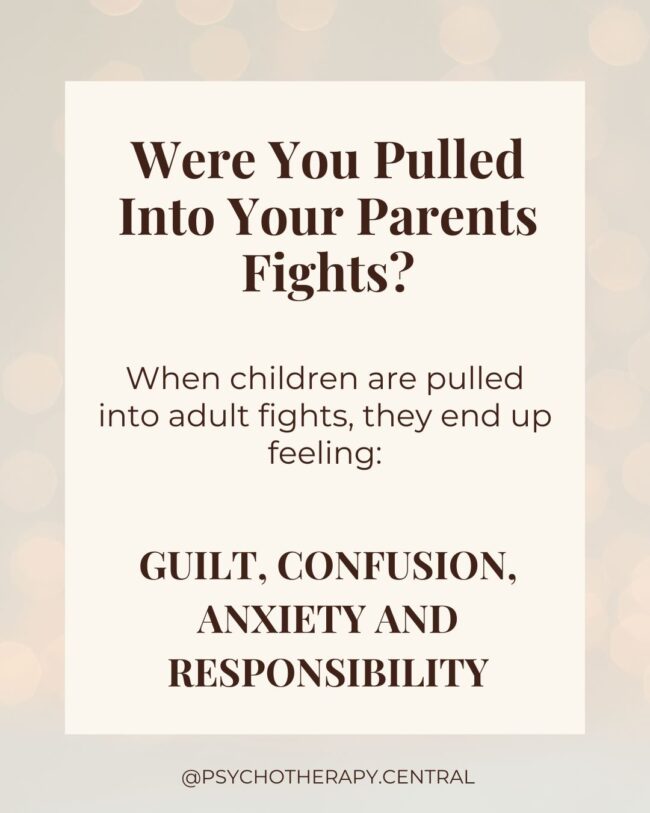 A reflective image about emotional parentification and the lasting impact of being pulled into your parents' conflicts as a child.