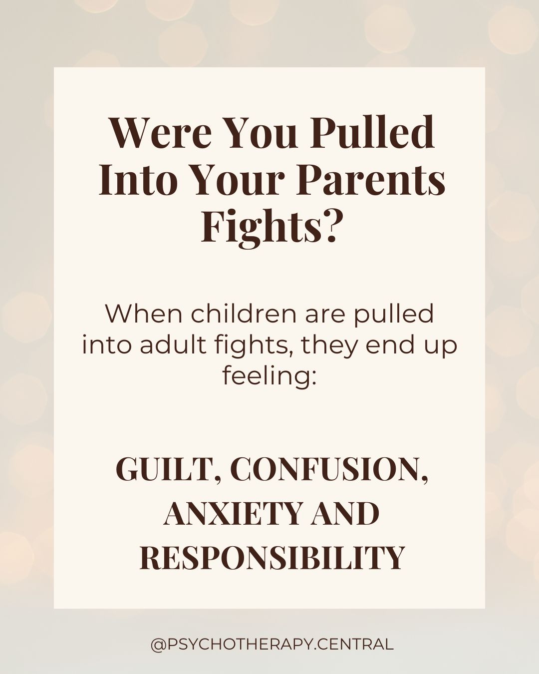 A reflective image about emotional parentification and the lasting impact of being pulled into your parents' conflicts as a child.