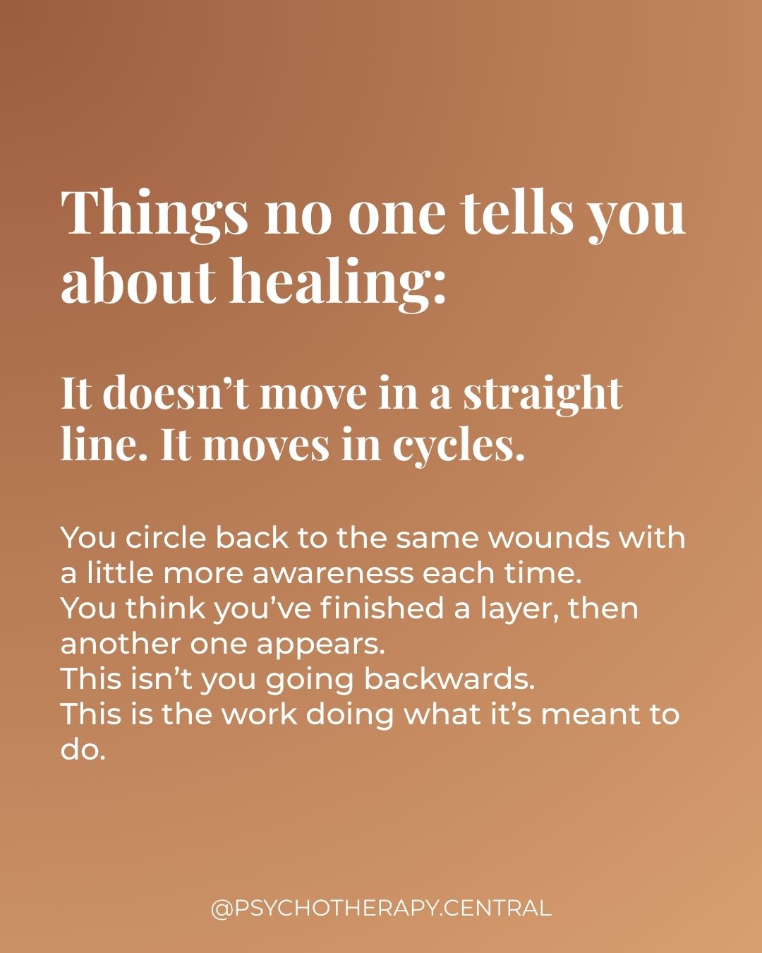 A thoughtful visual about the non-linear nature of healing, reflecting on how old wounds resurface as opportunities for deeper growth.
