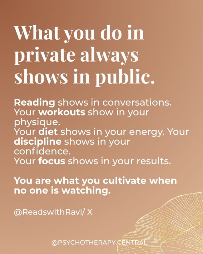 A reflective image representing the quiet, private daily habits that shape who we become in public.