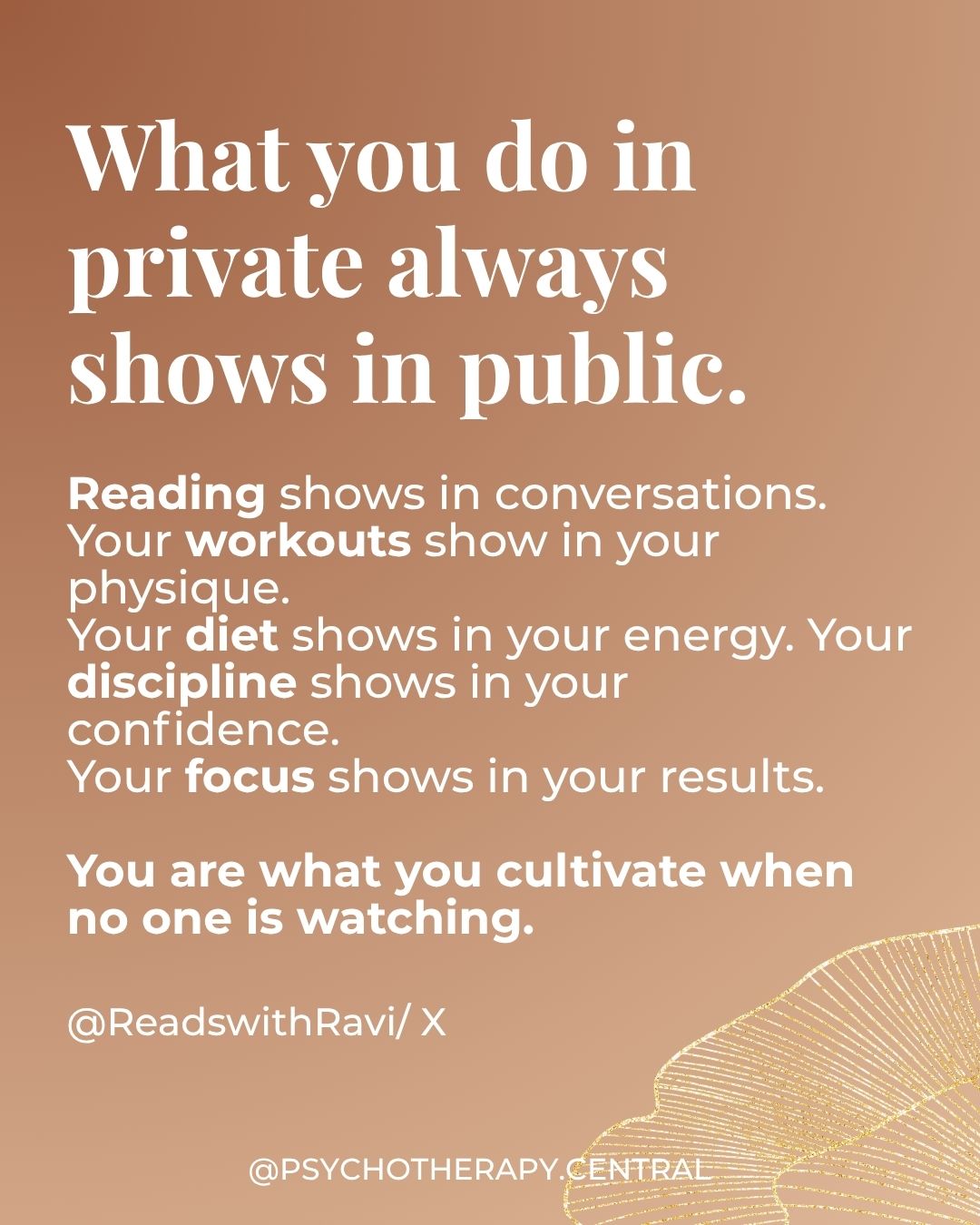 A reflective image representing the quiet, private daily habits that shape who we become in public.
