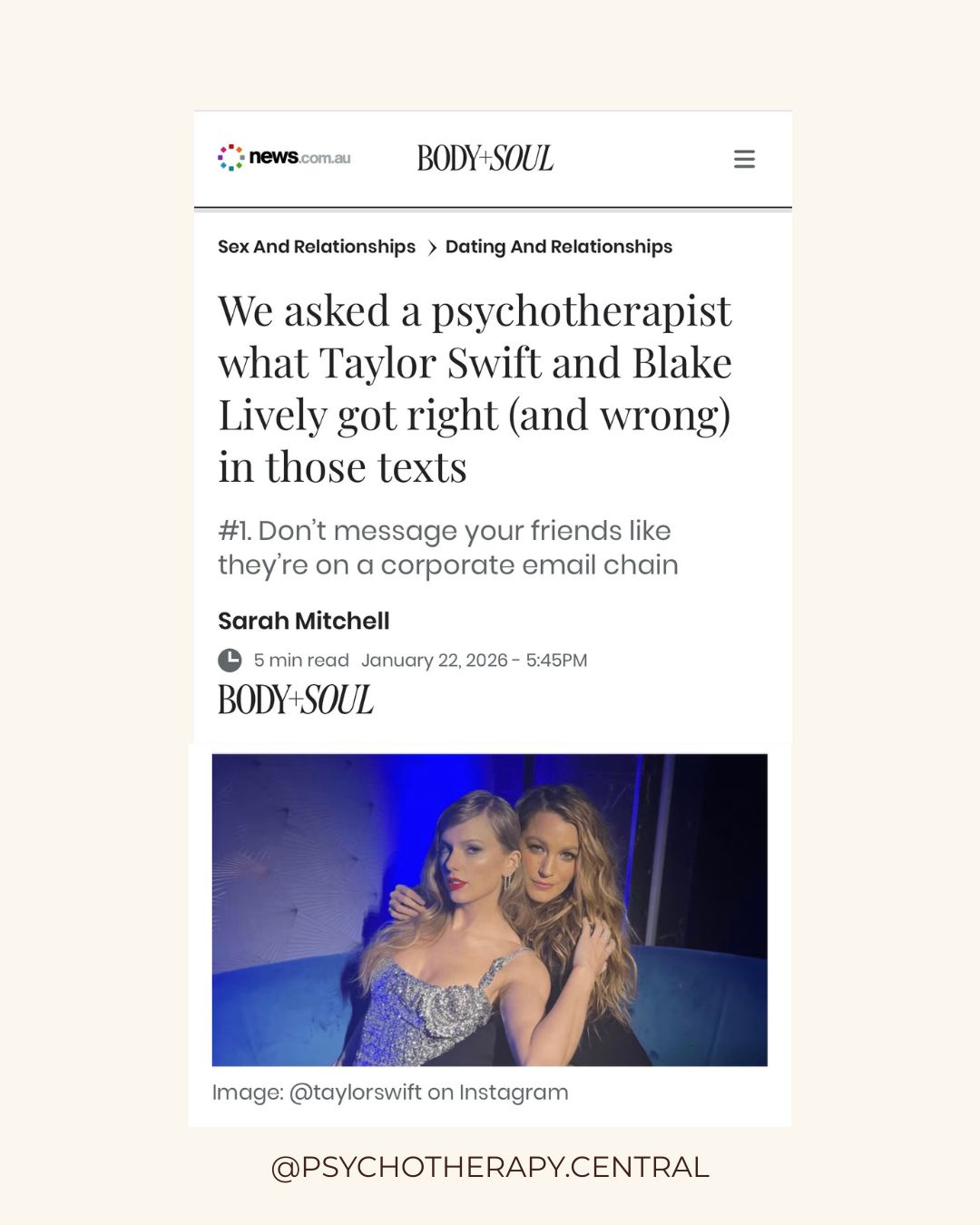 A psychotherapist's analysis of the Taylor Swift and Blake Lively friendship texts and what they teach us about handling conflict in friendships.