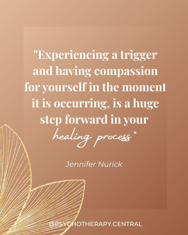 A gentle reminder that healing is not about never getting triggered, but about meeting yourself with compassion when you do.