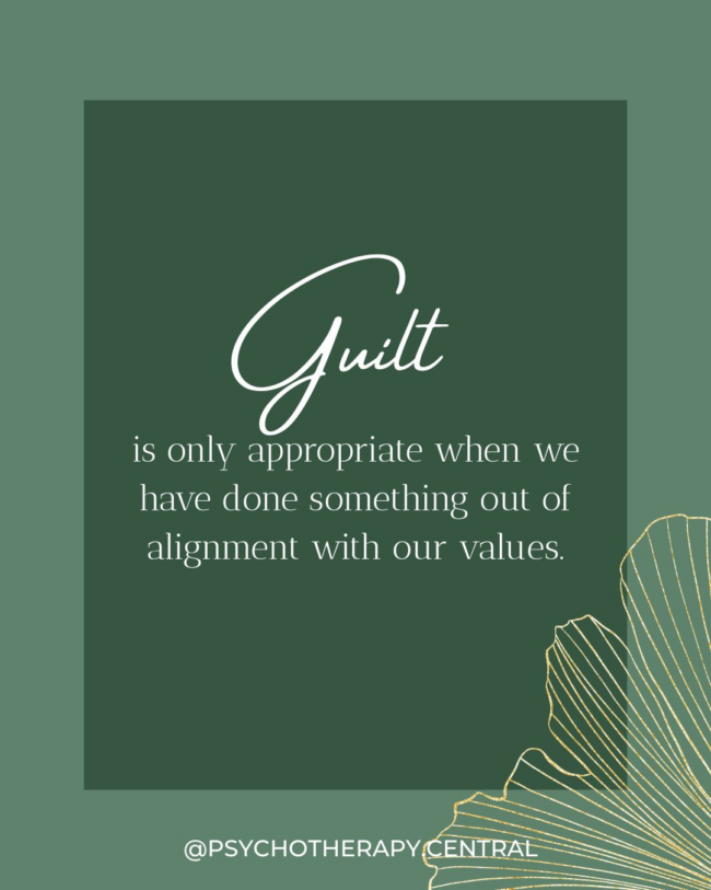 A reflective illustration about distinguishing between healthy guilt that aligns with your values and conditioned guilt from setting boundaries.