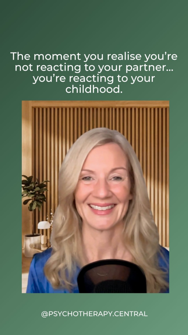 A reflective image representing the moment you realise your emotional reactions in relationships stem from childhood experiences, not your partner.